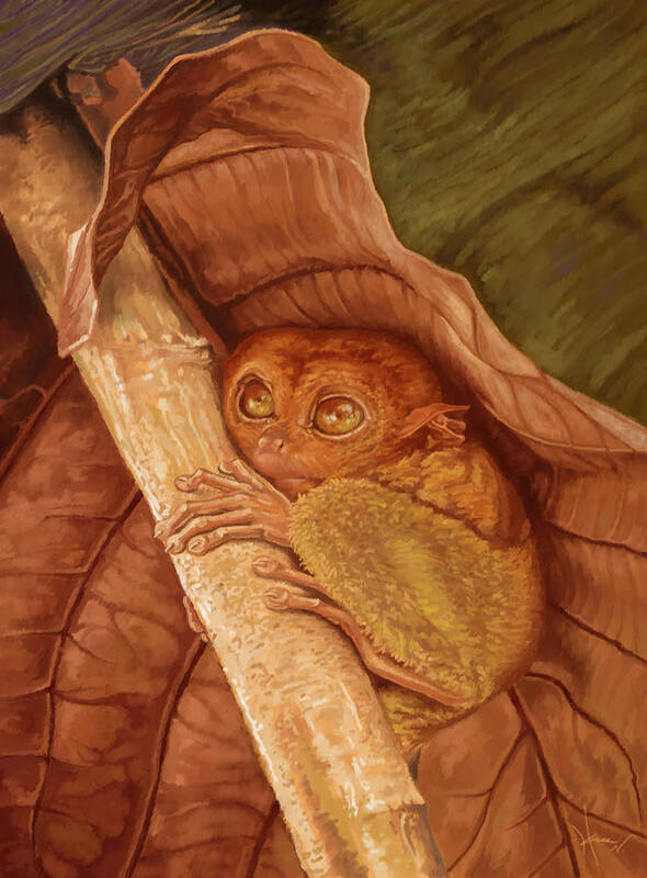 Animal Poster featuring the painting Tarsier in Place by Hans Neuhart