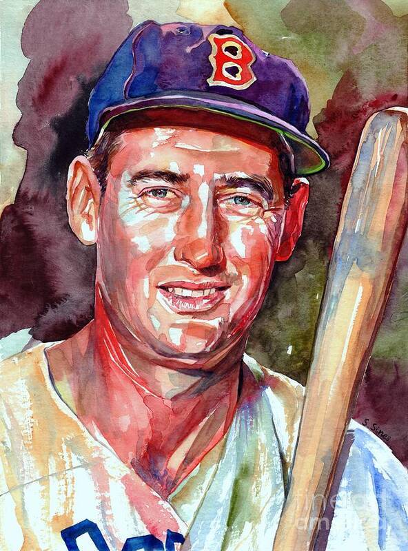 Ted Williams Poster featuring the painting Ted Williams by Suzann Sines