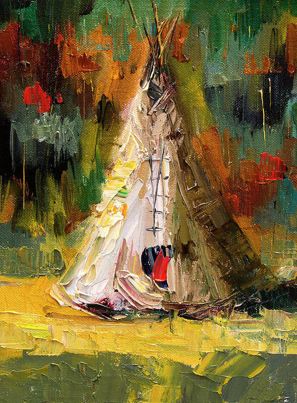 Western Art Poster featuring the painting Tempting Tepee by Diane Whitehead