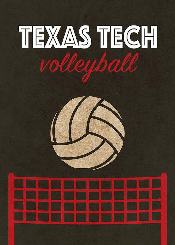 Texas Tech University Poster featuring the mixed media Texas Tech University Volleyball Team Vintage Sports Poster by Design Turnpike