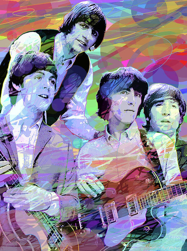 The Beatles Poster featuring the painting The Beatles In Living Color by David Lloyd Glover