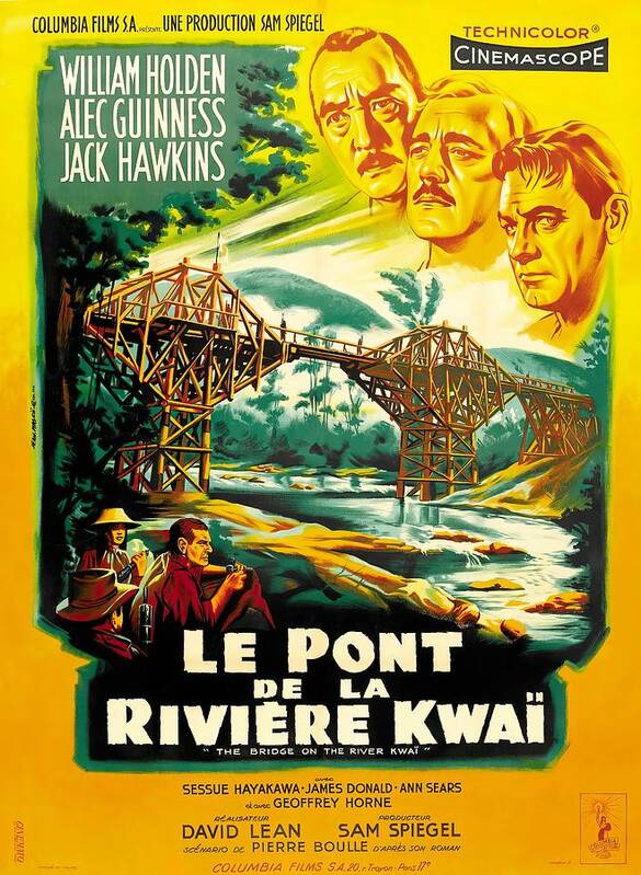 Synopsis Poster featuring the mixed media ''The Bridge on the River Kwai'', 1957 - art by Jean Mascii by Movie World Posters