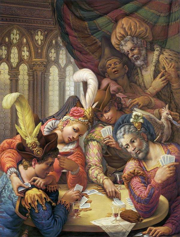 Card Players Poster featuring the pastel The Card Players by Kurt Wenner