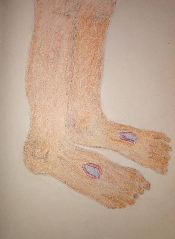 Inspiration Poster featuring the drawing The Feet Of Jesus by Suzanne Berthier