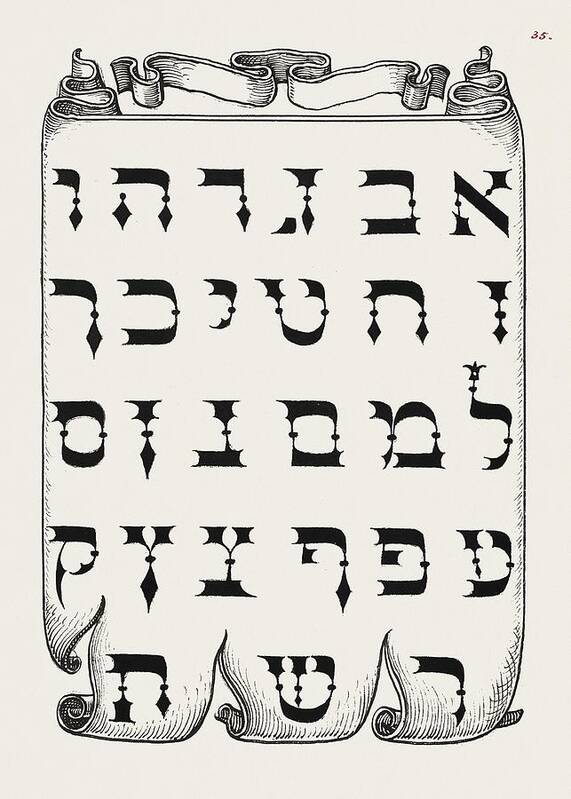 1500s Poster featuring the painting The Hebrew Alphabet from Mira Calligraphiae Monumenta or The Model Book of Calligraphy 1561-1596 by by Les Classics
