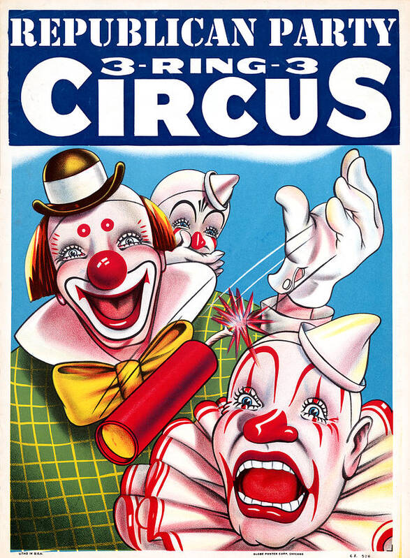 Richard Reeve Poster featuring the mixed media The Political Circus by Richard Reeve