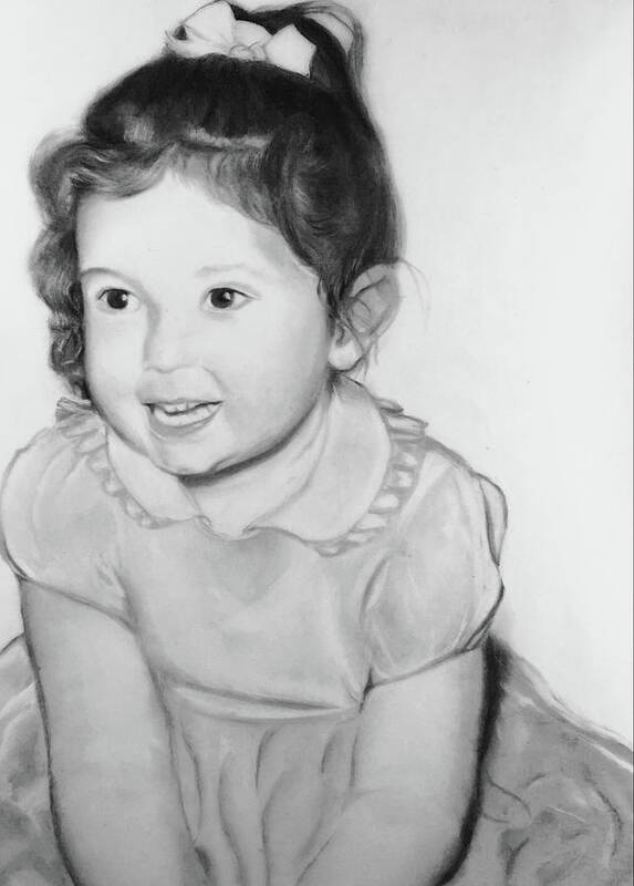 Portrait Poster featuring the drawing Toddler at Two by Tracy Hutchinson
