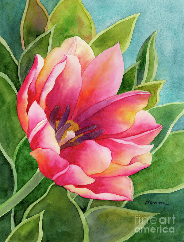 Tulip Poster featuring the painting Tulip Angelique by Hailey E Herrera