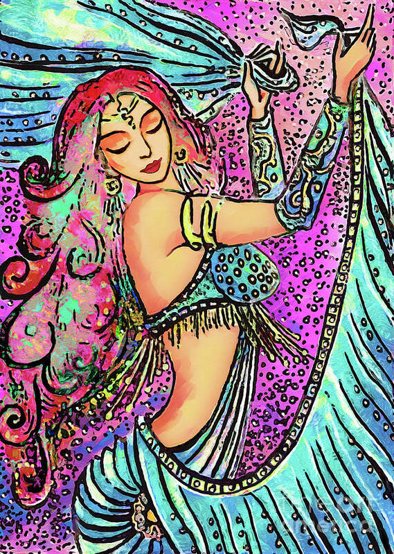 Belly Dancer Poster featuring the painting Turquoise Dancer by Eva Campbell