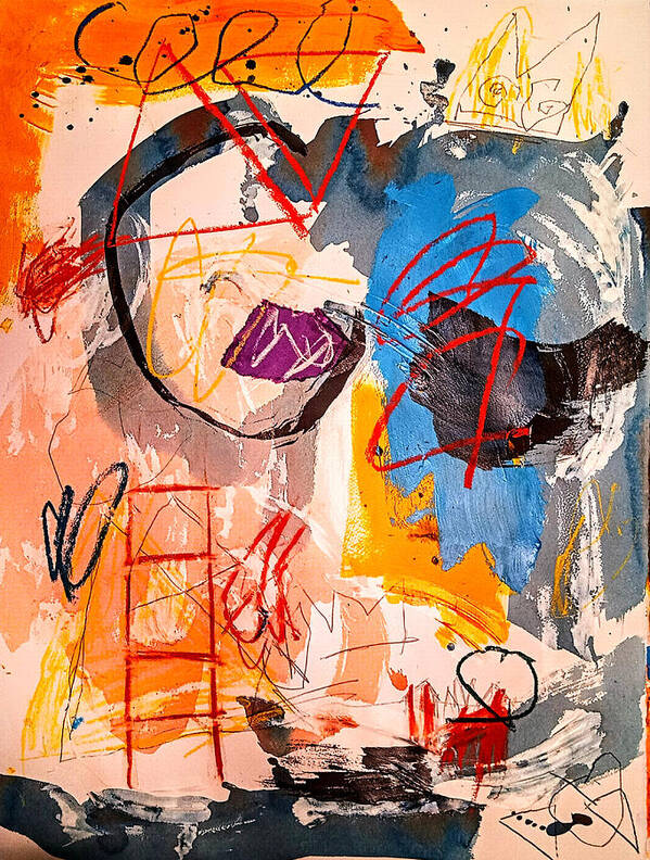 Abstract Poster featuring the mixed media Up is the Only Way by Janis Kirstein