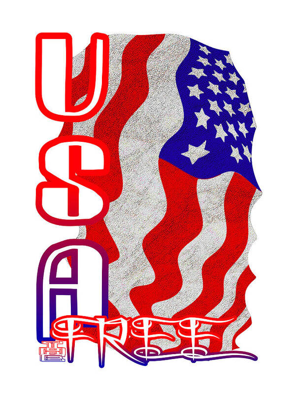Usa Poster featuring the digital art USA the Free an American Flag Patriotic Holiday by Delynn Addams