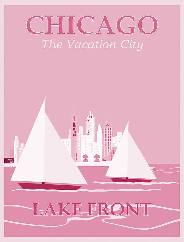 Chicago Poster featuring the photograph Vintage Travel Chicago Lakefront Candy Pink by Carol Japp