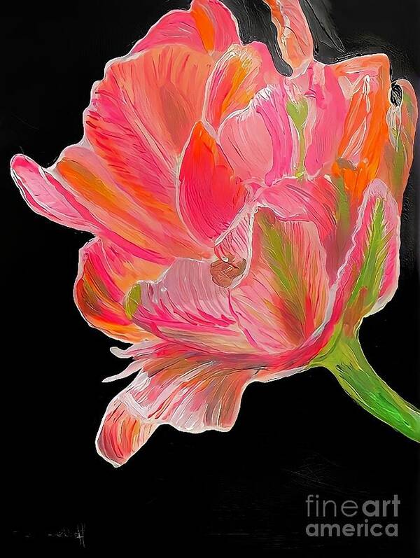 Pink Tulip Poster featuring the mixed media Flower Nr.20 Volume 2 by Ciet Friethoff