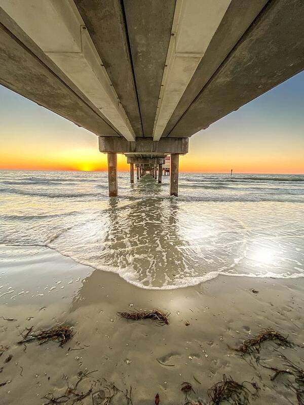 Clearwater Beach Pier Poster featuring the photograph Waves under Clearwater Beach Pier by Susan Rydberg