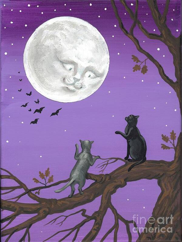 Print Poster featuring the painting Welcome To The Cat's Club by Margaryta Yermolayeva