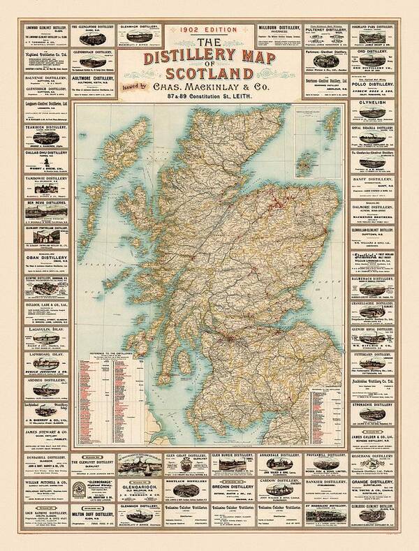 Whisky Map Poster featuring the photograph Whisky Map 1902 by Andrew Fare