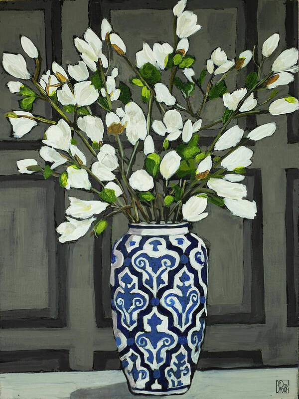  Still Life Poster featuring the painting White Buds by Debbie Brown