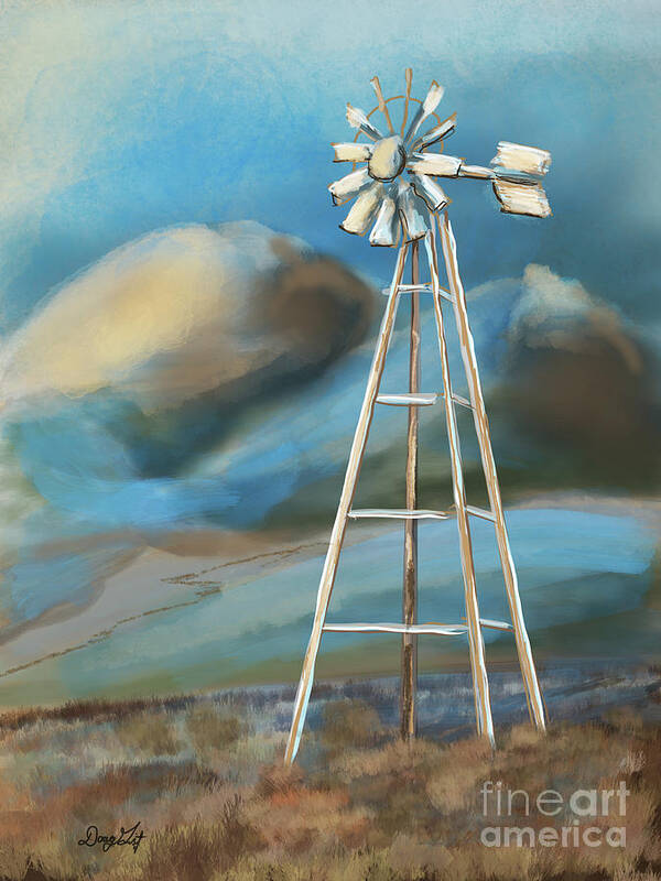 Farm Poster featuring the digital art Wind Mill by Doug Gist