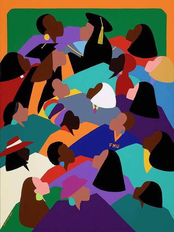 Women Poster featuring the painting Women Lifting Their Voices by Synthia SAINT JAMES