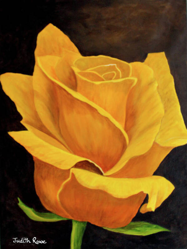 Yellow Rose Poster featuring the painting Yellow Rose by Judith Rowe