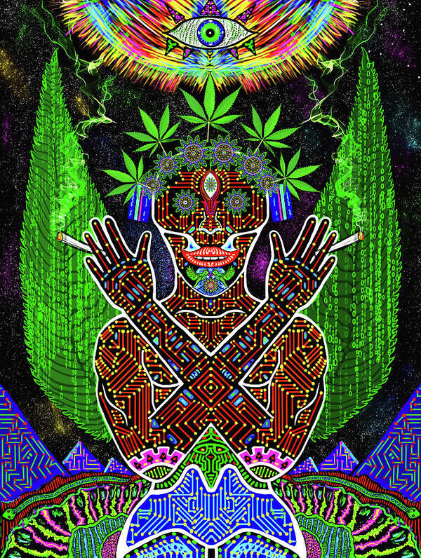 Visionary Art Poster featuring the digital art Yes we Cannabis by Myztico Campo