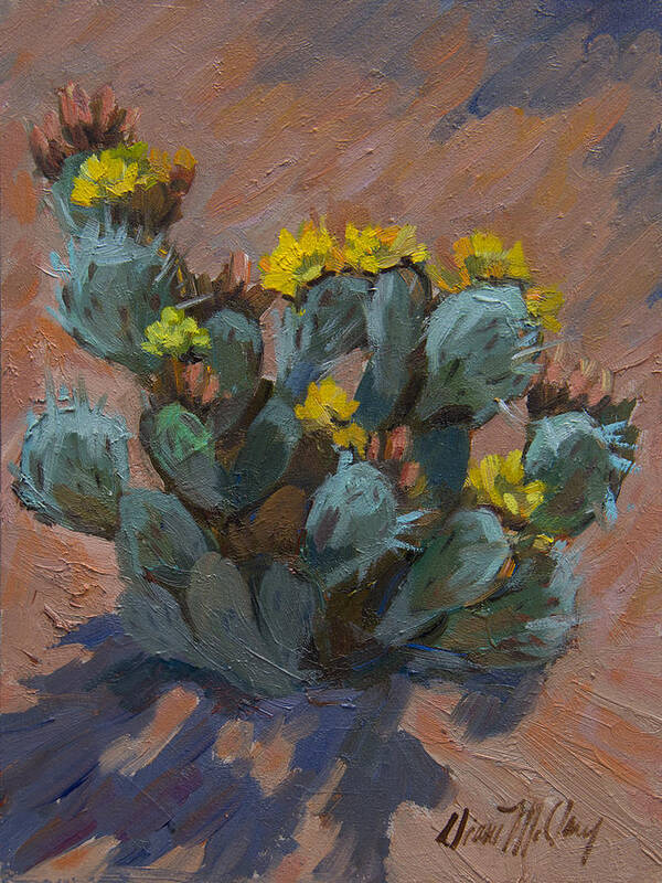 Prickly Pear Poster featuring the painting Desert Prickly Pear Cactus by Diane McClary
