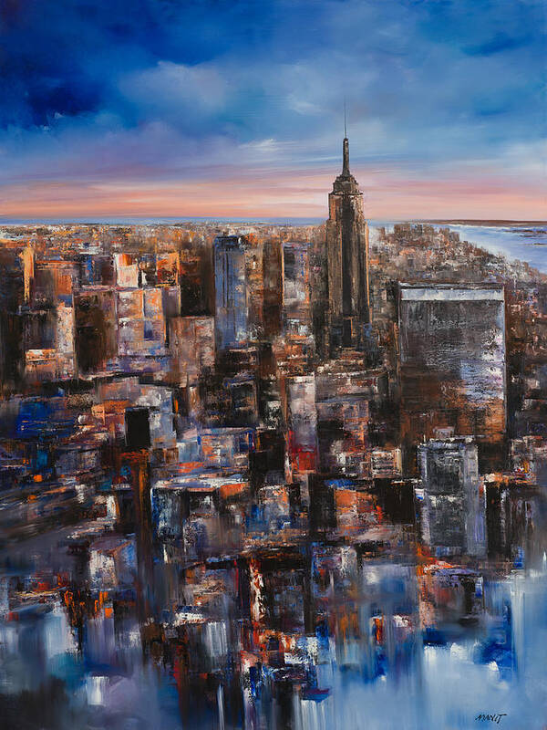 Nyc Paintings Poster featuring the painting Empire Rising Tall by Manit