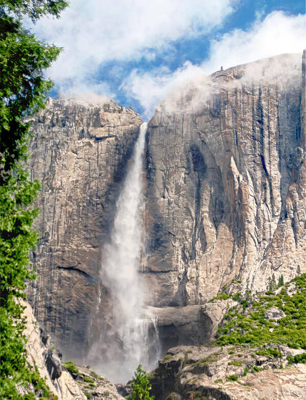 Yosemite Poster featuring the photograph Floating Clouds Falling Water by Steven Barrows