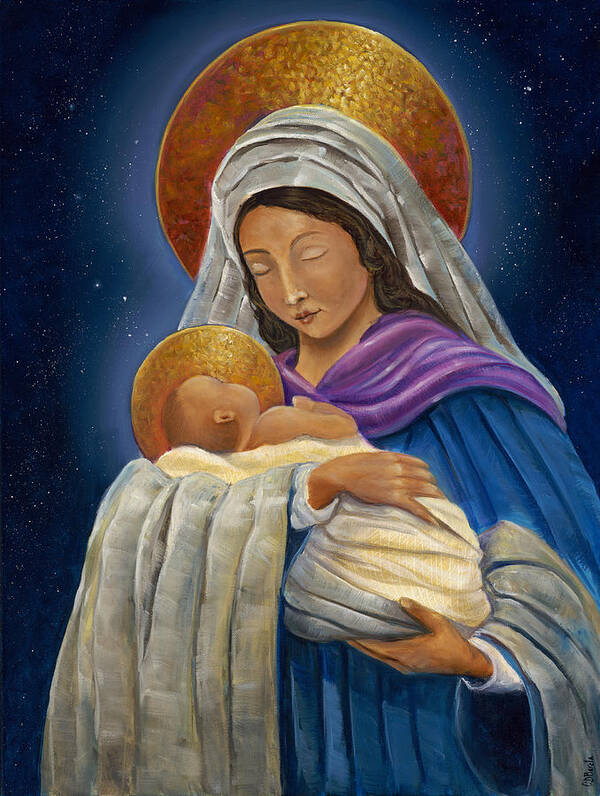 Religion Poster featuring the painting Holy Mary Mother Of God by Carolyn D Barela