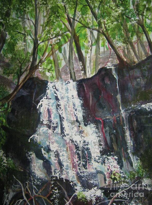 Waterfall Poster featuring the painting Mariah's Falls by Ellen Levinson