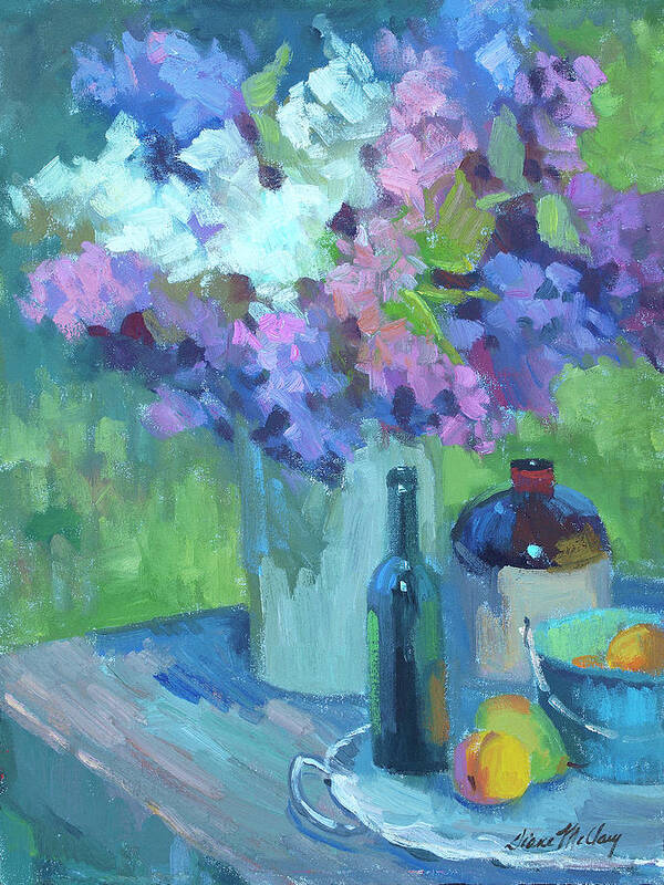 Plein Air Lilacs Poster featuring the painting Plein Air Lilacs by Diane McClary