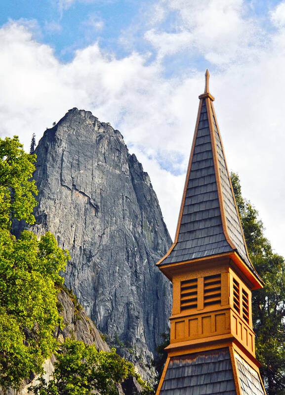 Yosemite Poster featuring the photograph Sentinel Rock and Yosemite Chapel Steeple by Steven Barrows