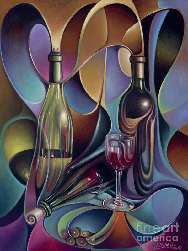 Wine Poster featuring the painting Wine Spirits by Ricardo Chavez-Mendez