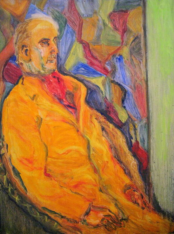 Man Poster featuring the painting Oil Study - Man Sitting #1 by Lessandra Grimley