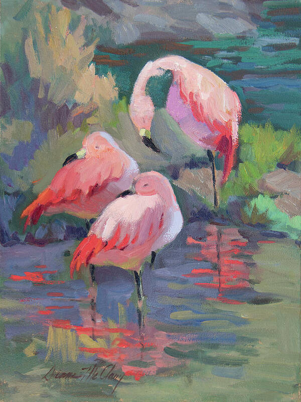 Africa Poster featuring the painting African Pink Flamingos by Diane McClary