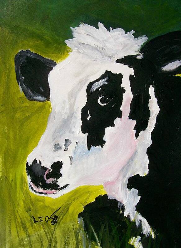 Cows Poster featuring the painting Bessy the Cow by Leo Gordon