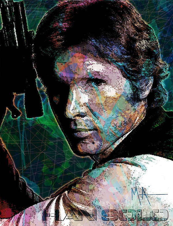 Harrison Ford Poster featuring the digital art Han Solo by Maria Arango