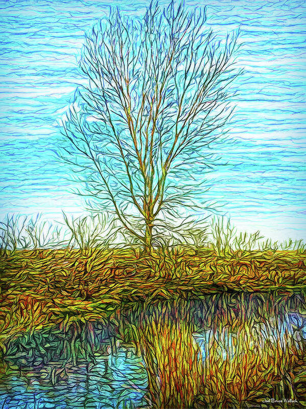Joelbrucewallach Poster featuring the digital art Light On A Morning Pond by Joel Bruce Wallach