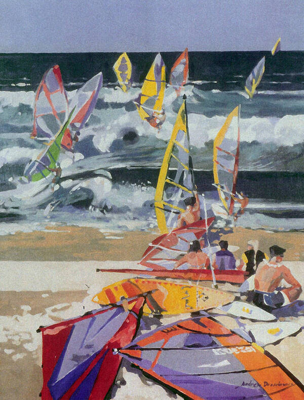 Sport Poster featuring the painting Maui Surf 2 by Andrew Drozdowicz