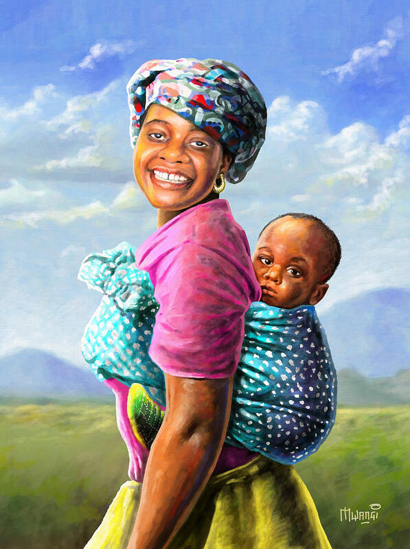 Africa Poster featuring the painting Mother and Child by Anthony Mwangi