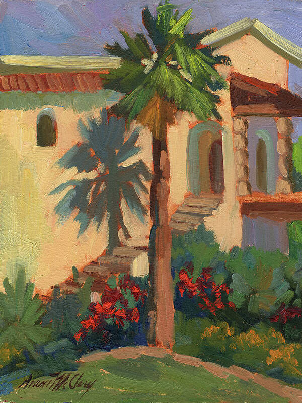 Old Town La Quinta Palm Tree Poster featuring the painting Old Town La Quinta Palm by Diane McClary