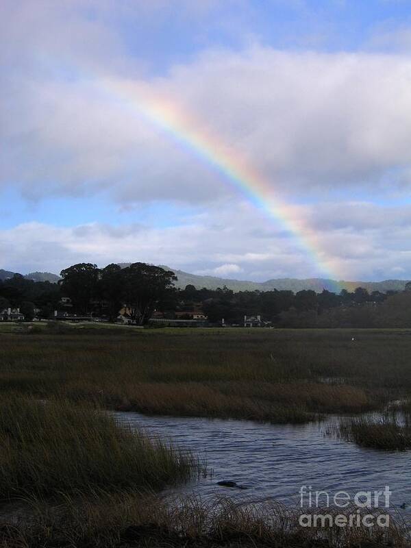 Rainbow Poster featuring the photograph Rainbow Over Carmel Wetlands by James B Toy