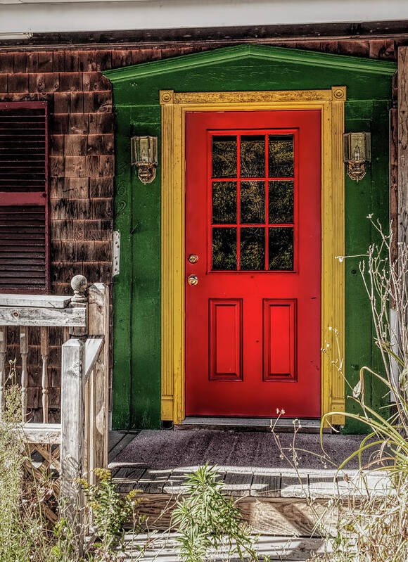 Door; Searsport; Maine; Digital Art; New England Poster featuring the photograph Red Door by Mick Burkey