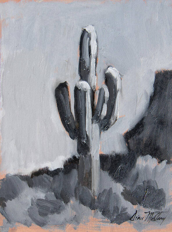 Arizona Poster featuring the painting Saguaro Plein Air Study by Diane McClary