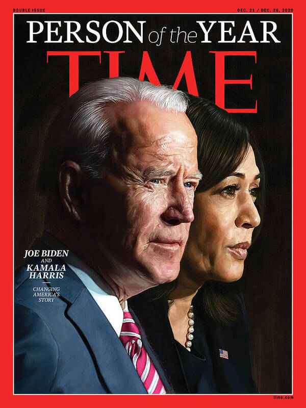 Us 2020 Presidential Election Poster featuring the photograph 2020 Person of the Year - Joe Biden, Kamala Harris by Portrait by Jason Seiler for TIME