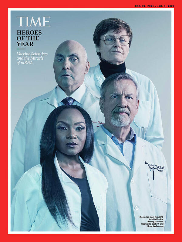 Time Heroes Of The Year Poster featuring the photograph 2021 Heroes of the Year - Vaccine Scientists by Photographs by Mattia Balsamini for TIME