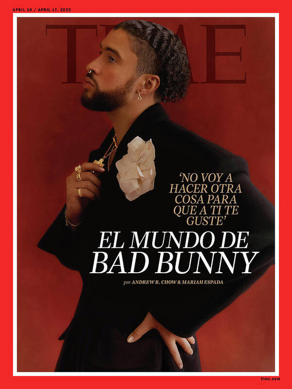 Bad Bunny Poster featuring the photograph Bad Bunny by Photograph by Elliot and Erick Jimenez for TIME