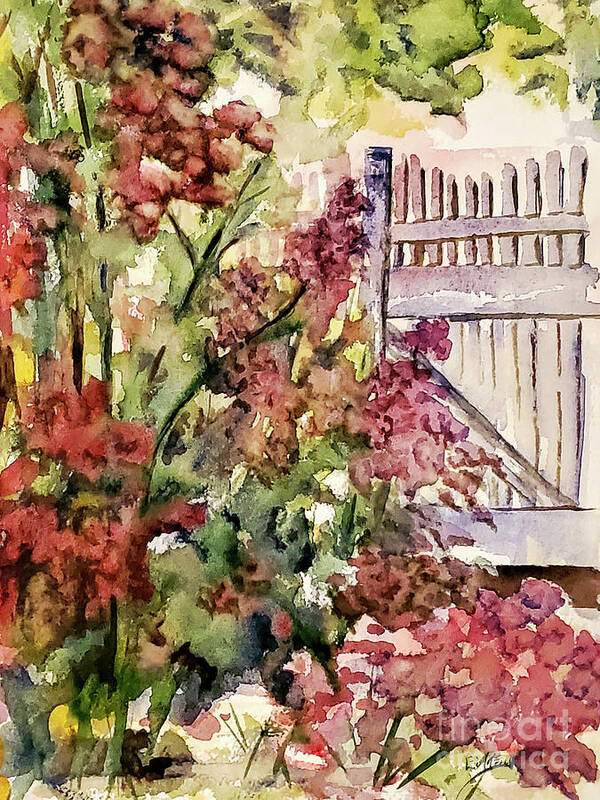 Flowers Poster featuring the painting Behind the gate by Eileen Kelly