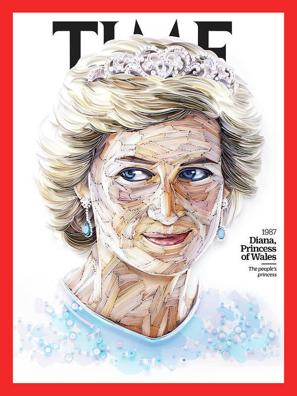 Time Poster featuring the photograph Diana, Princess of Wales, 1987 by Paper sculpture by Yulia Brodskaya for TIME
