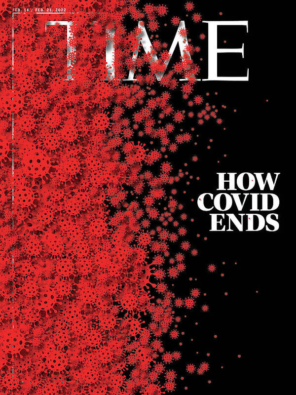 Time Magazine Poster featuring the photograph How Covid Ends by TIME Illustration - Viral cell icon - Getty Images